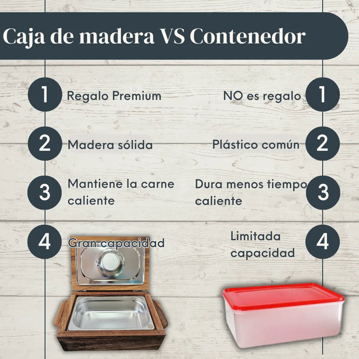 Caja Parota Sólida con Inserto Acero Inoxidable para Restaurantes | RKHome