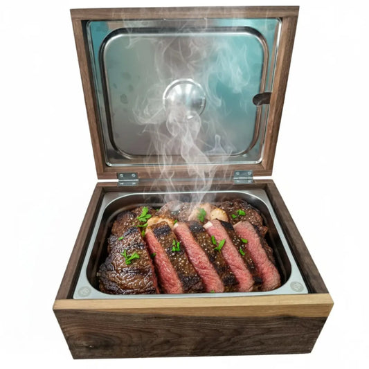 Caja de Madera de Nogal para Carne Asada sin Tabla de Picar | RKHome
