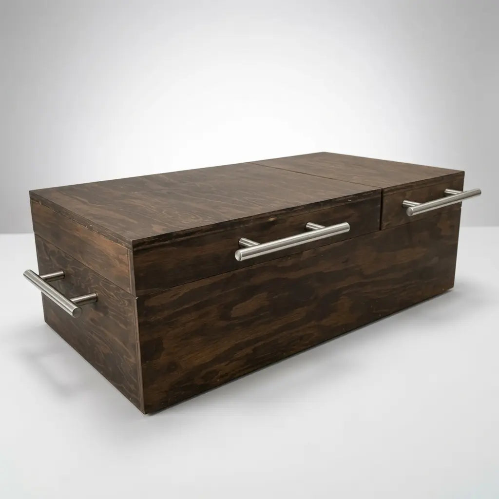 Mega Caja de Pino Veteado Doble Inserto para Carne Asada | Grabado Láser Incluido | RKhome
