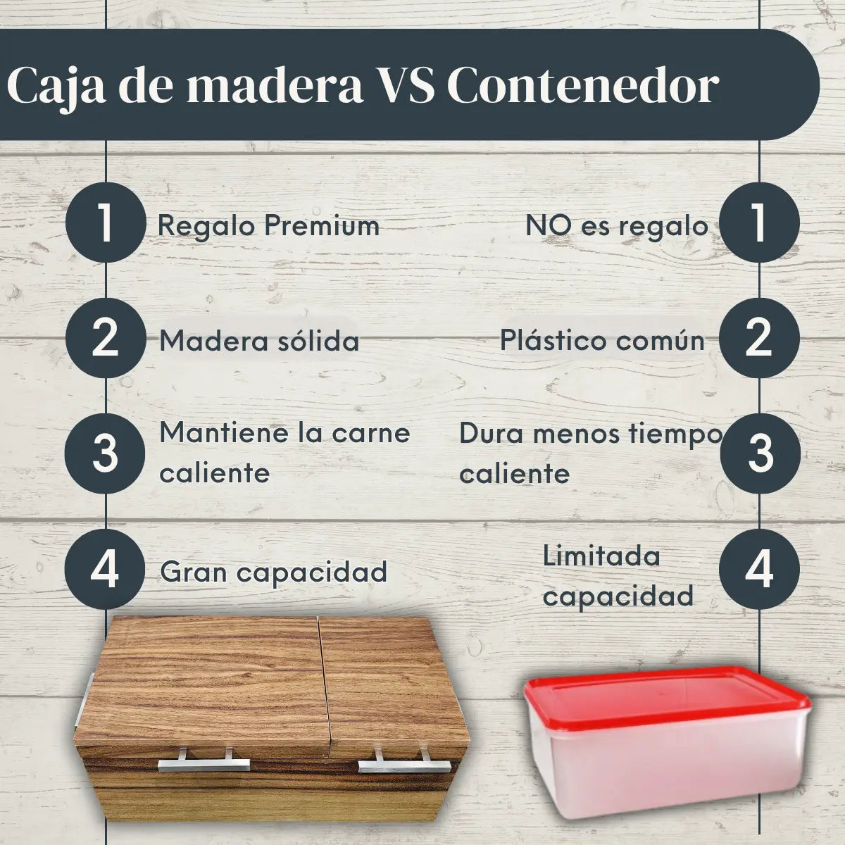Caja de Pino Natural para Carne Asada | Grabado Láser Incluido | RKhome