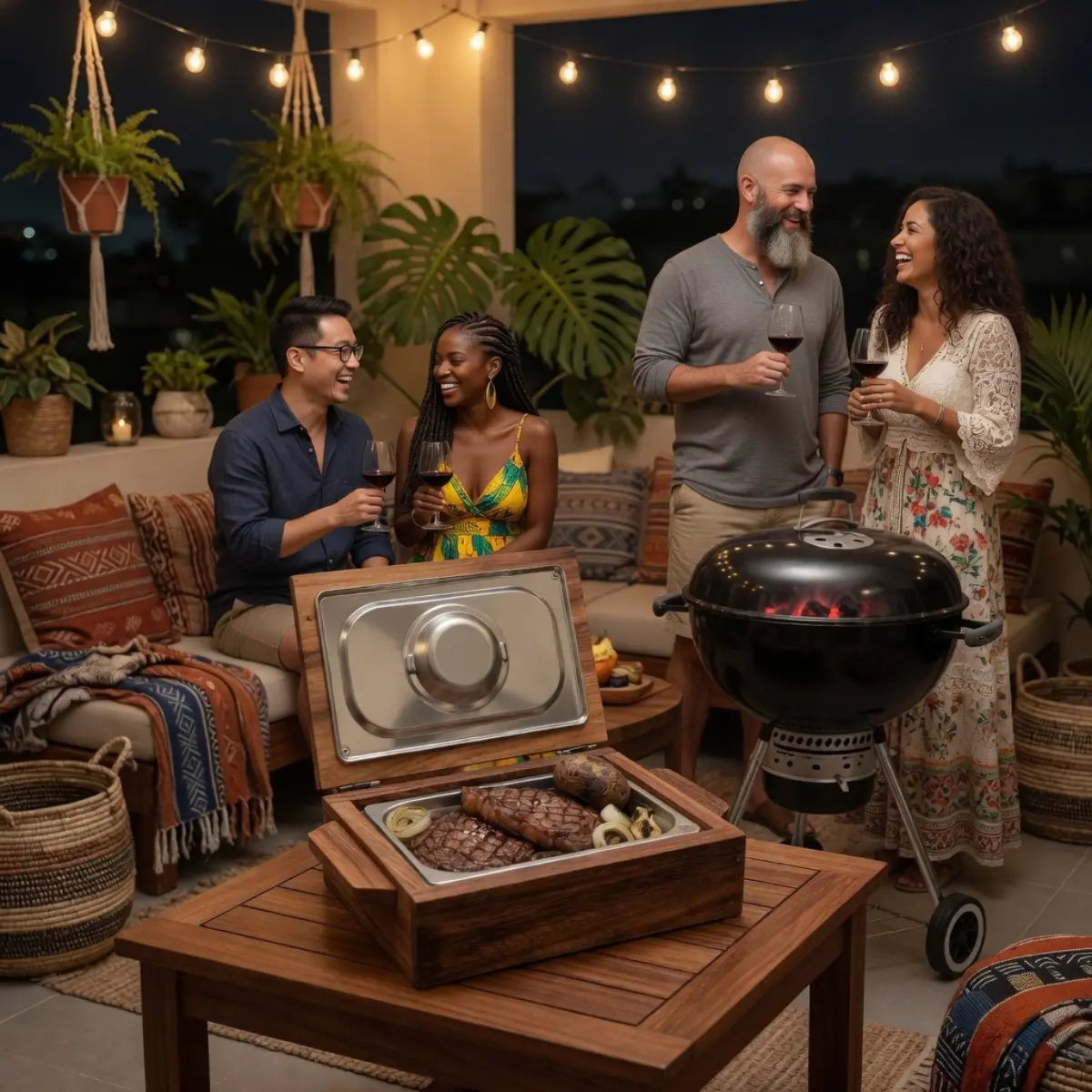 Caja Parota Sólida con Inserto Acero Inoxidable para Restaurantes | RKHome