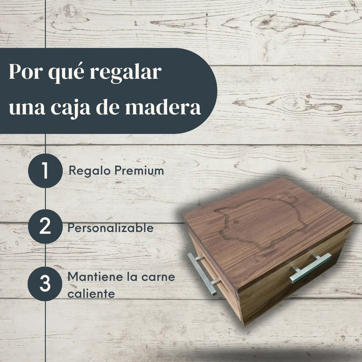 Caja de Madera de Nogal para Carne Asada sin Tabla de Picar | RKHome
