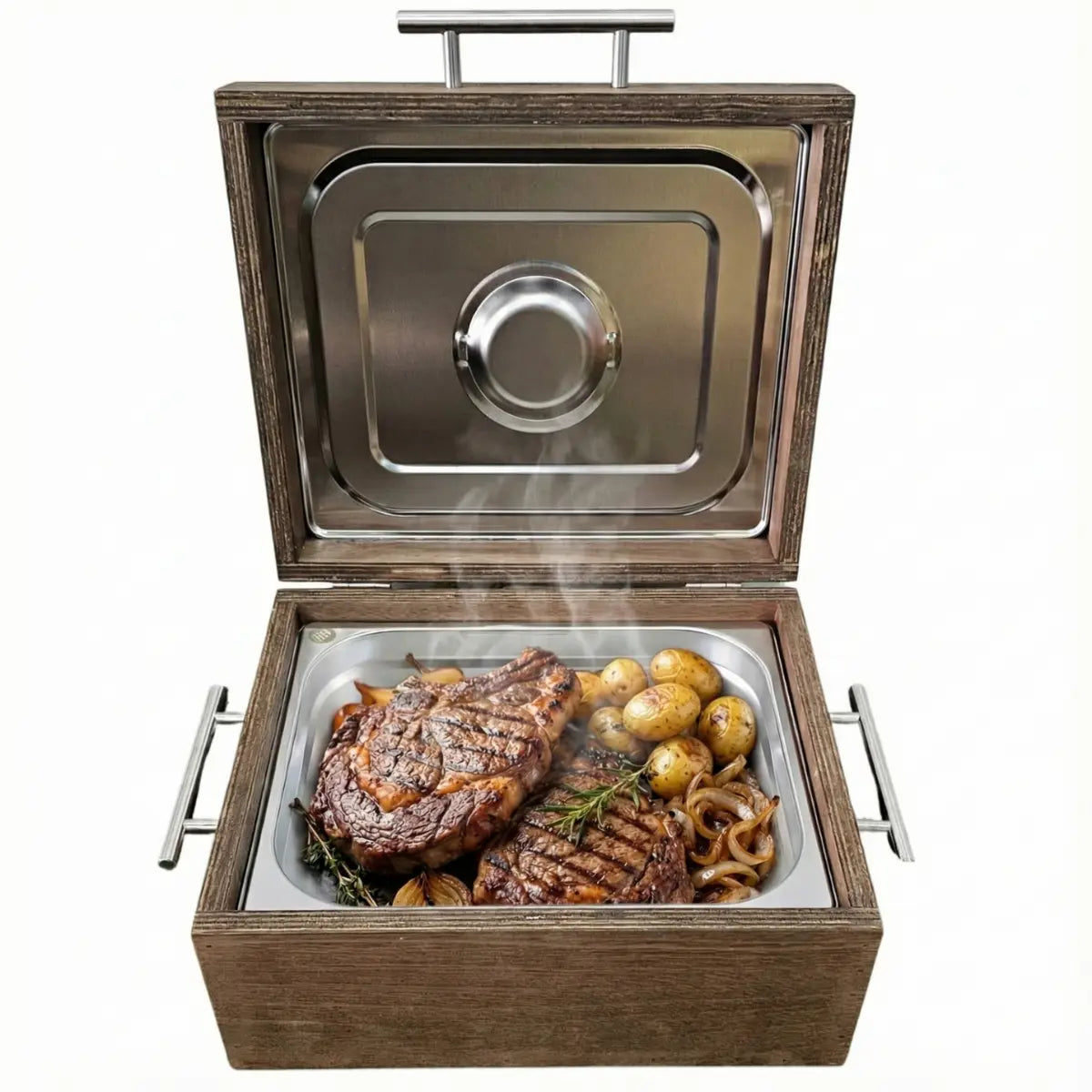 Kit Caja de Madera para Carne Asada + Hacha | Regalo Completo | RKhome