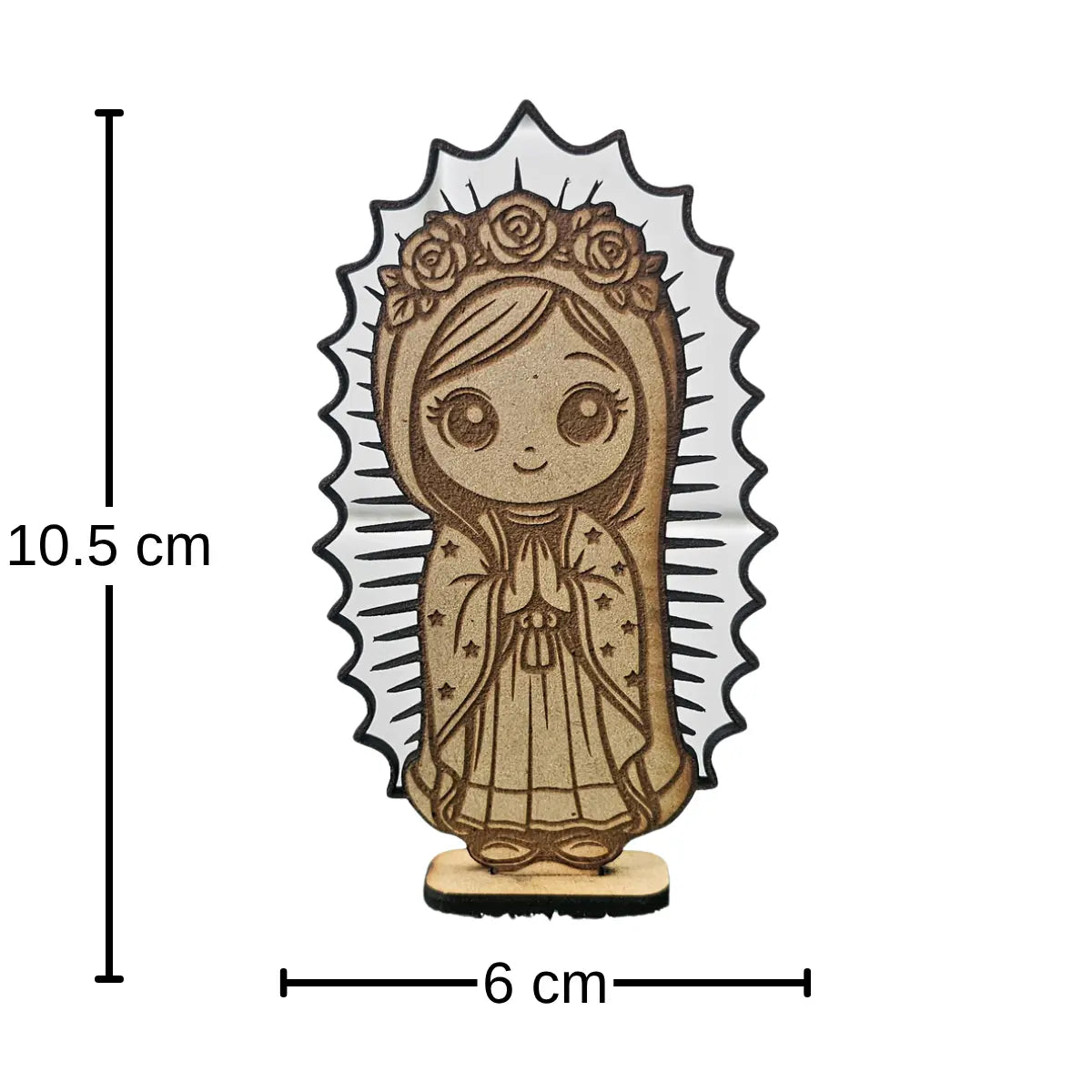 Virgencita de Madera 10.5 cm – Corte Láser (MDF)