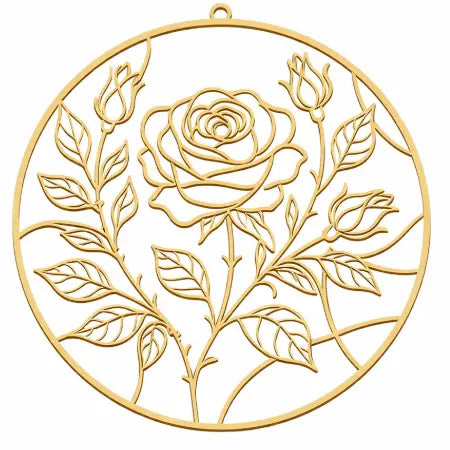 Esfera Decorativa de Pino 21 cm – Rosa con Follaje Corte Láser