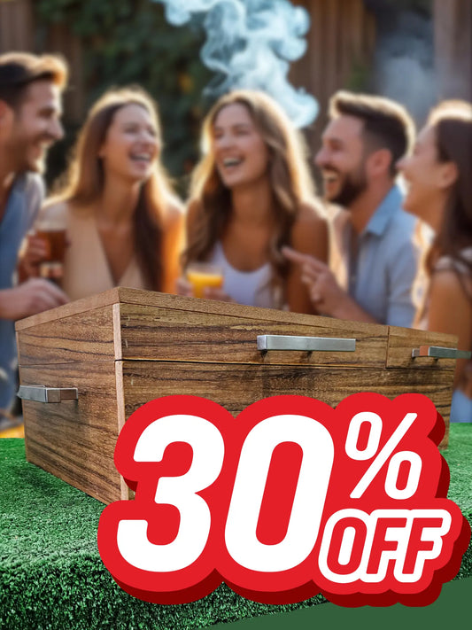 Caja de Enchapado de Parota con Doble Inserto para Carne Asada SIN Tabla de picar