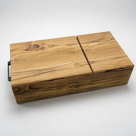 Caja de Teca Sólida Doble para Carne Asada | Grabado Láser Incluido | RKhome