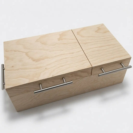 Mega Caja de Pino Natural Doble Inserto para Carne Asada | Grabado Láser Incluido | RKhome