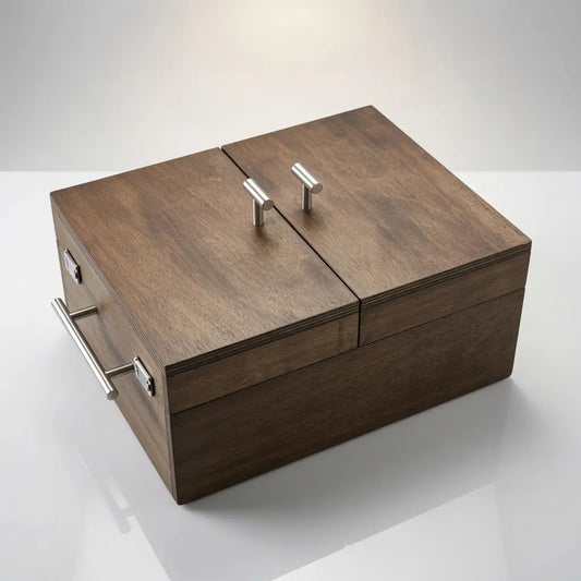 Caja de Okume Doble Apertura para Carne Asada | Inserto Dividido | RKhome