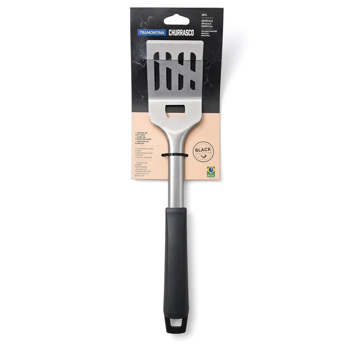 Espátula Tramontina Churrasco Black | Acero Inoxidable + Destapador
