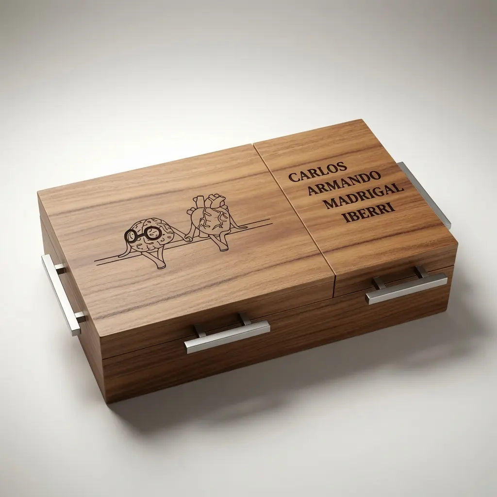 Caja de Parota Enchapada Doble Inserto + Tabla de Picar | Grabado Láser Incluido | RKhome