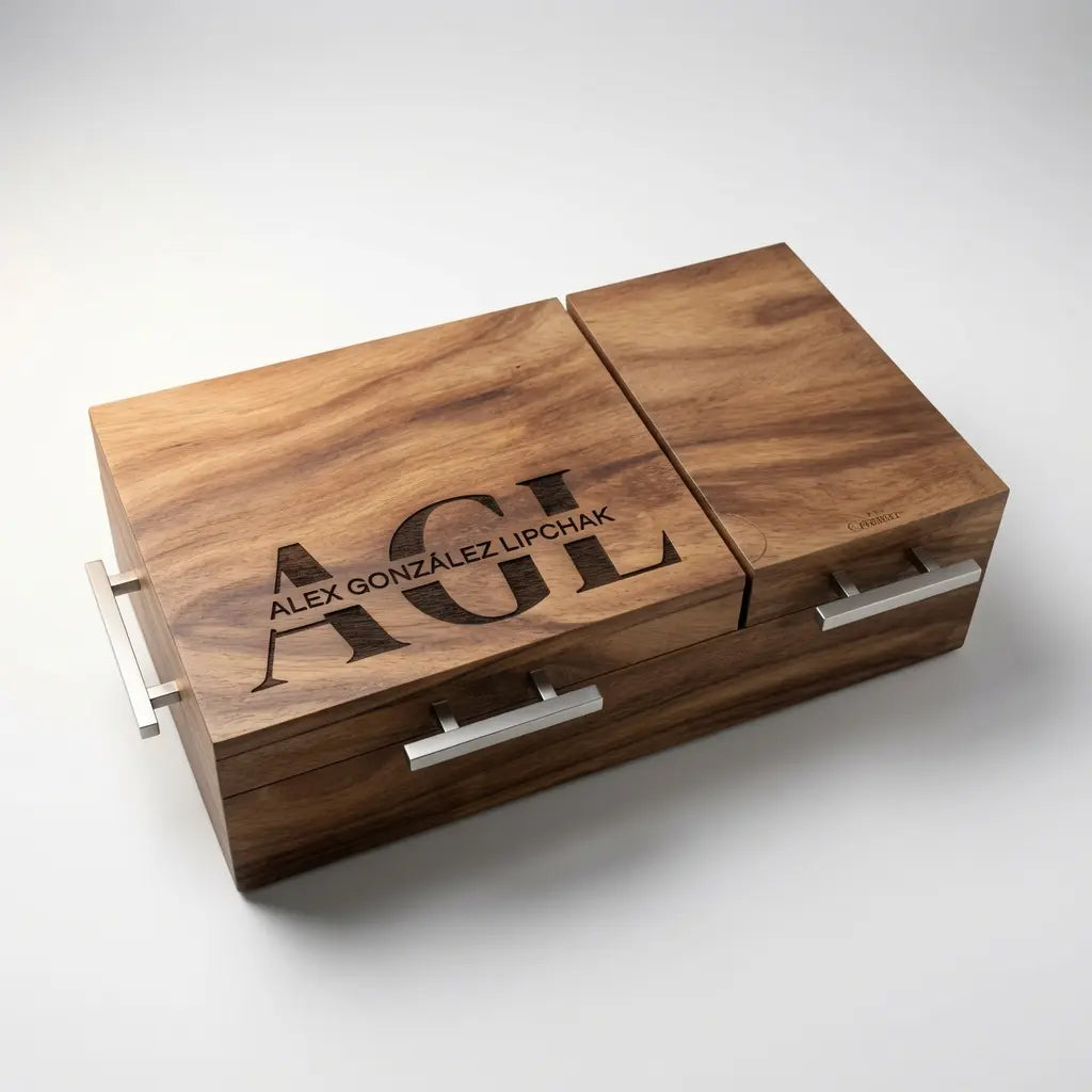 Caja de Parota Sólida Doble Inserto sin Tabla | Grabado Láser Incluido | RKhome