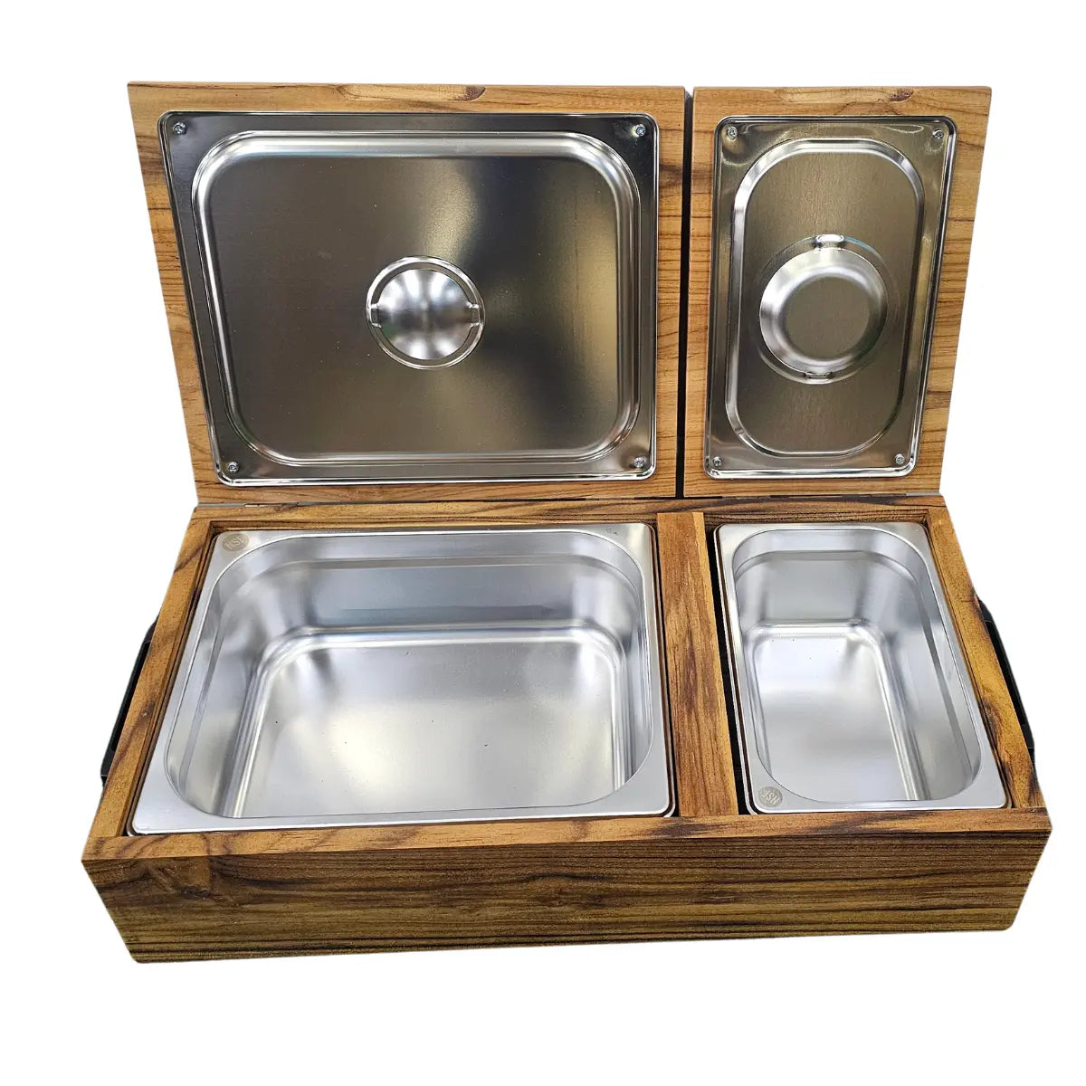 Caja de Teca Sólida Doble para Carne Asada | Grabado Láser Incluido | RKhome