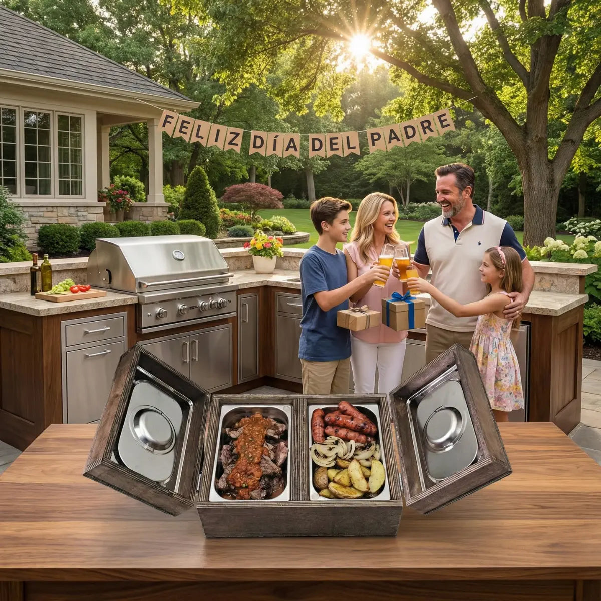 Caja de Okume de Doble Apertura