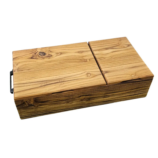 Caja de Teca Sólida Doble para Carne Asada | Grabado Láser Incluido | RKhome