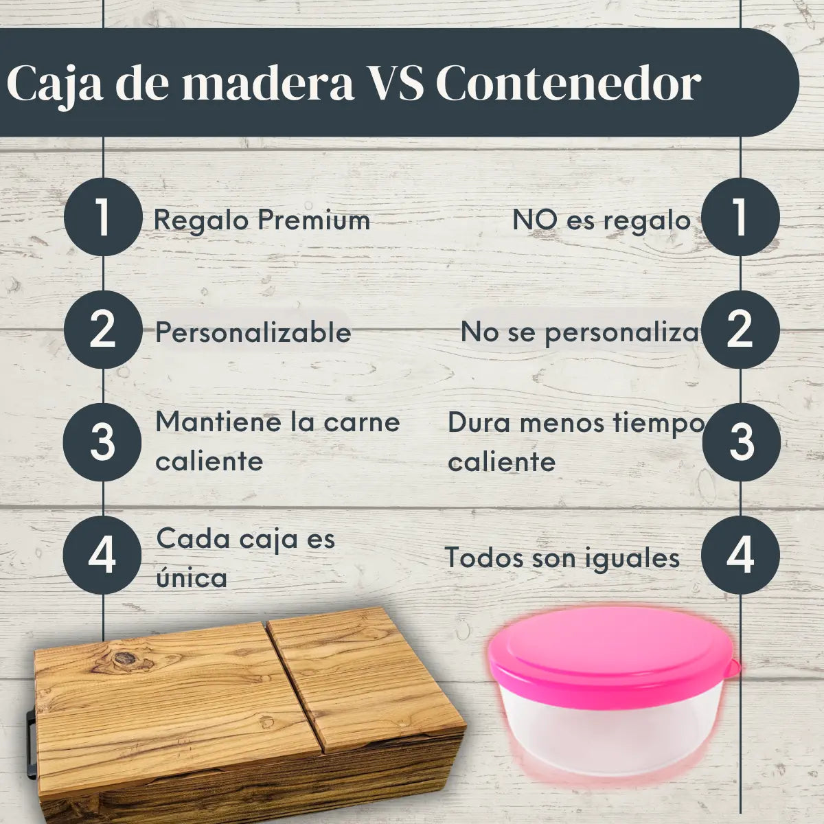 Caja de Teca Sólida Doble para Carne Asada | Grabado Láser Incluido | RKhome