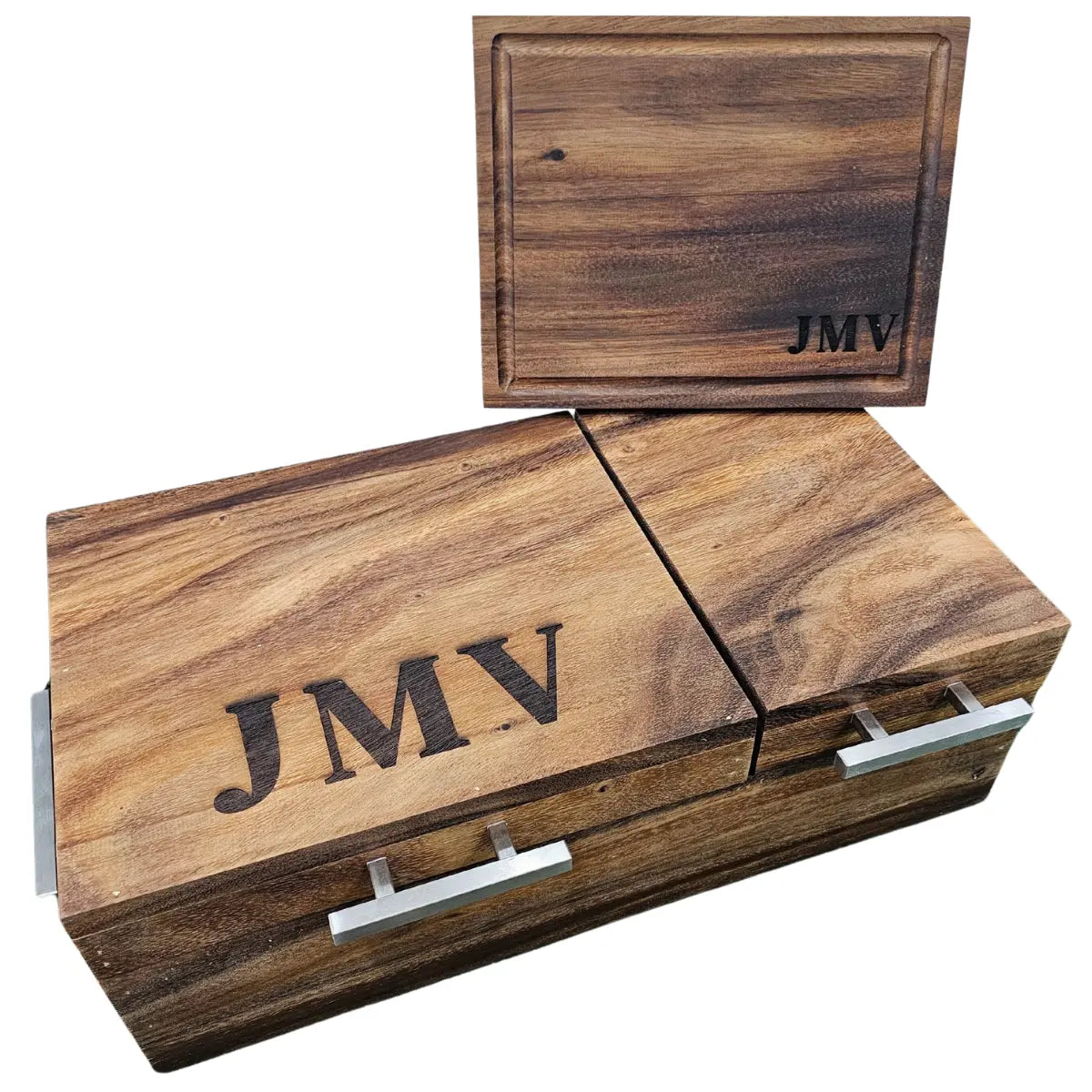 Caja Parota Sólida Doble Inserto para Carne Asada