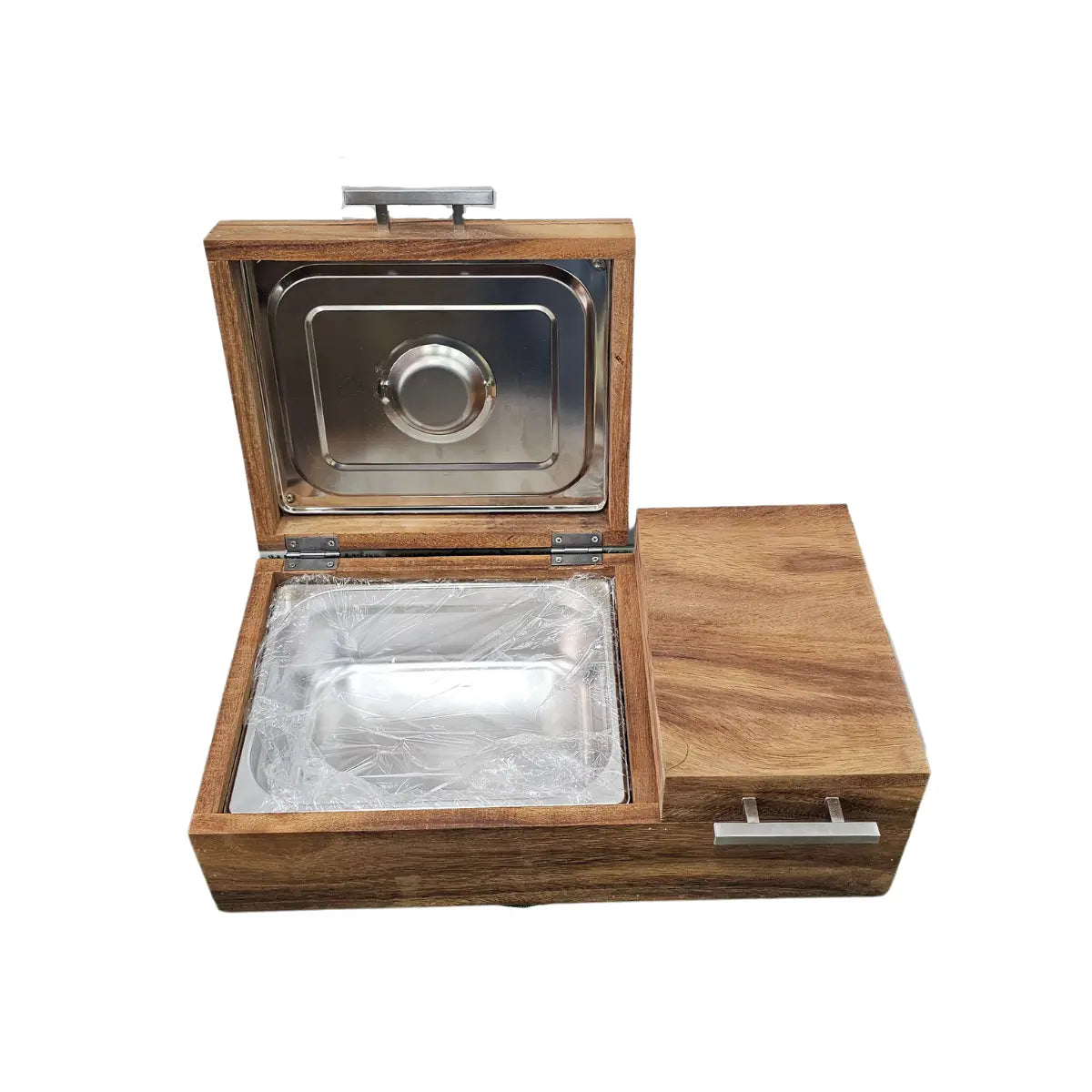 Caja Parota Sólida Doble Inserto para Carne Asada