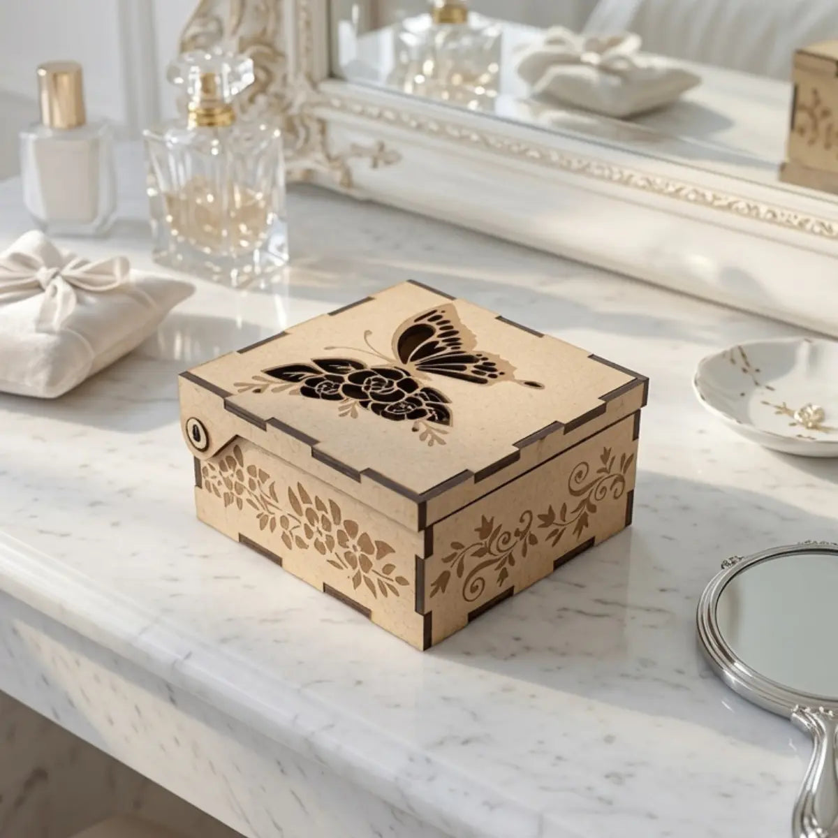 Caja Decorativa de Madera 10x10 cm – Corte Láser (MDF)