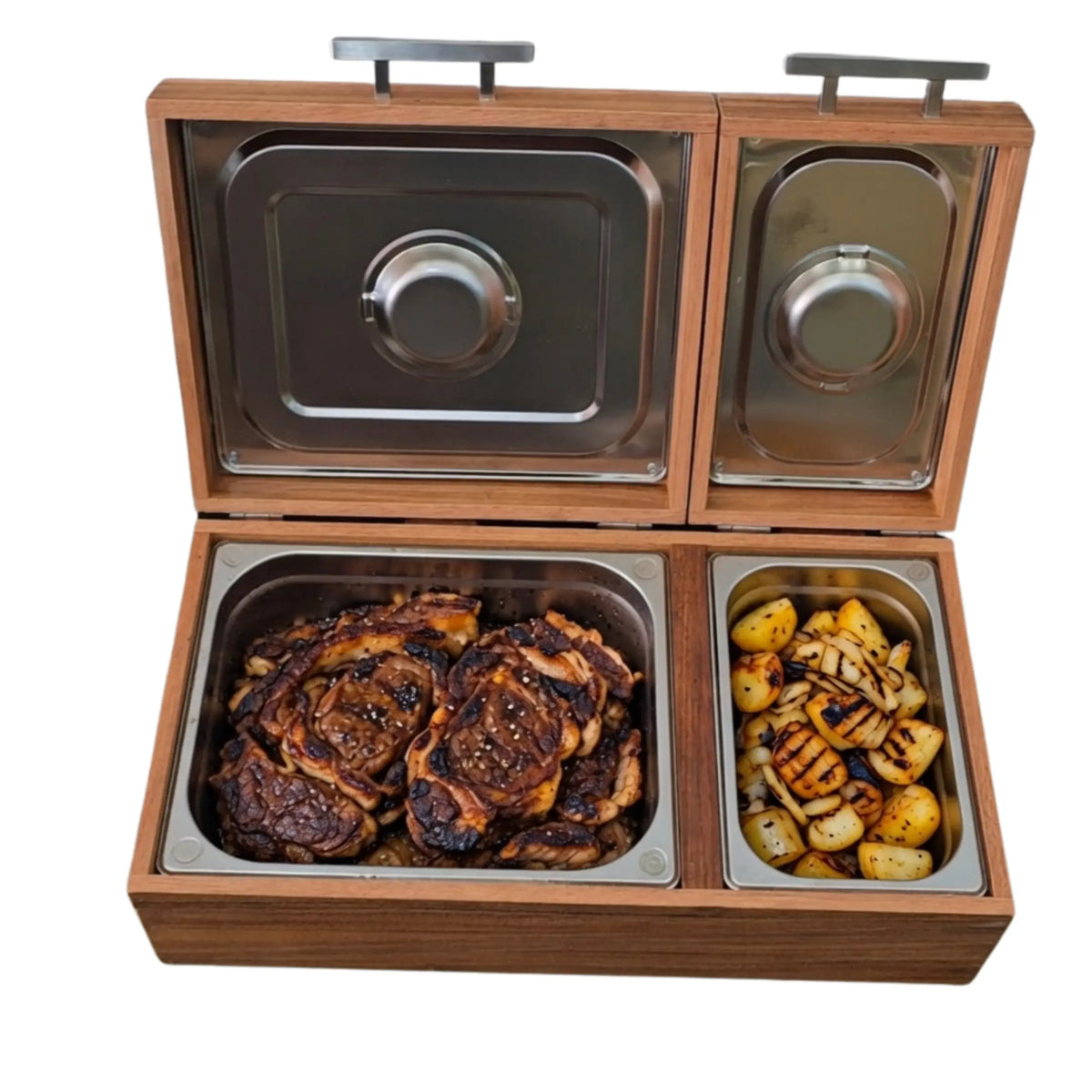 Caja de Parota Enchapada Doble Inserto + Tabla de Picar | Grabado Láser Incluido | RKhome