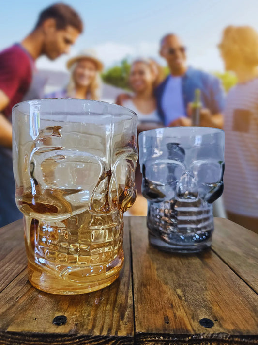 Tarros calavera 500 ml ámbar y humo para decoración